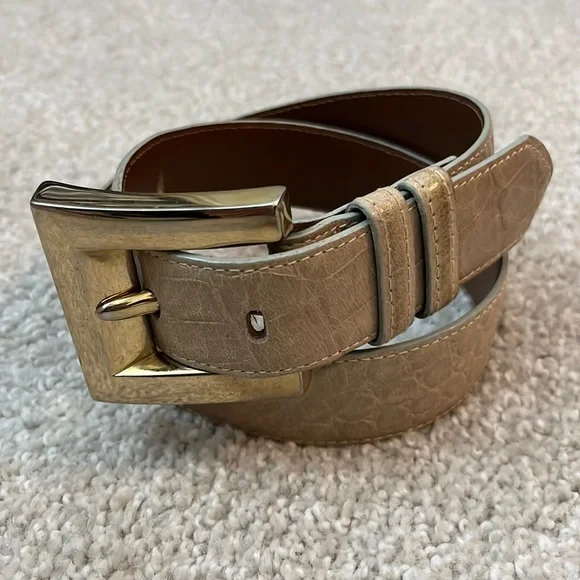 Vintage Cipriani tan leather and gold - brass belt Vintage Cipriani Belt 510220 Gold Link and Leather Size  main image 2